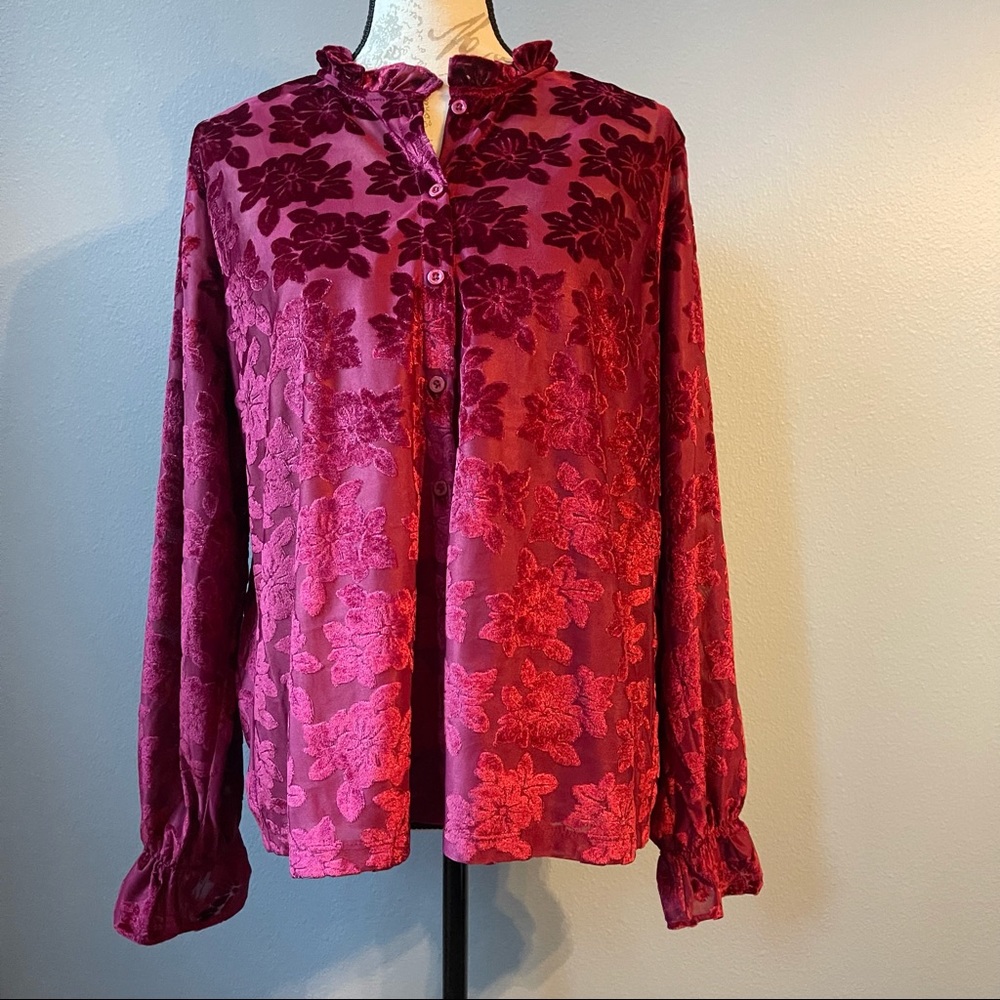 Ladies Floral Maroon Blouse
